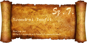 Szendrei Teofil névjegykártya